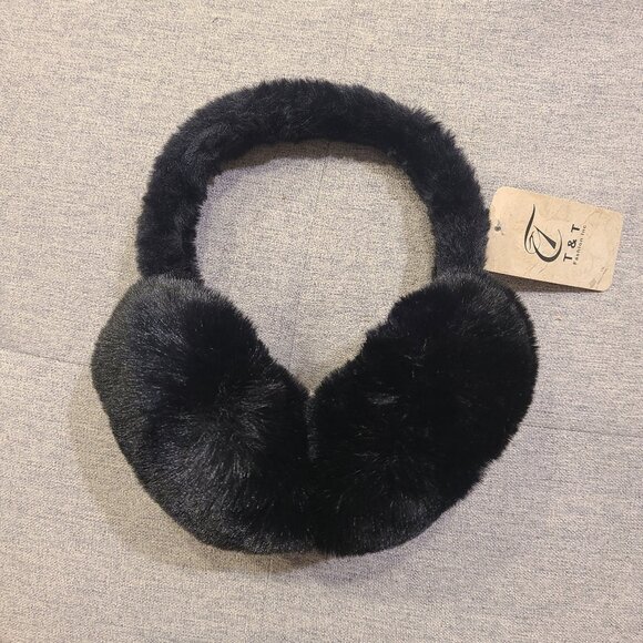 Fuzzy Soft Collapsible Ear Muffs | Black - Picture 1 of 2